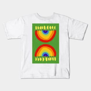 Rainbow Chanukiah Green Print Kids T-Shirt